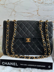 Chanel Series 7 Vintage 24K GHW Black Caviar Jumbo Flap Bag